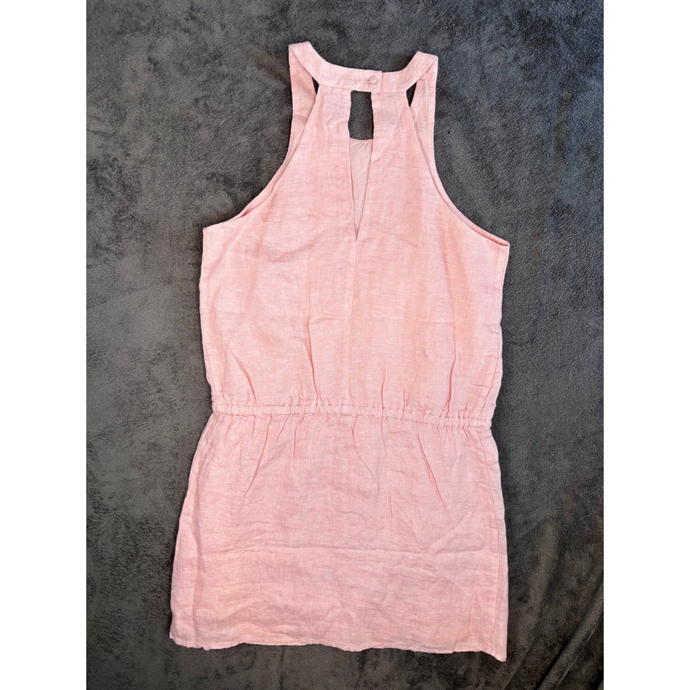 Joie Diega B Linen Dress Persimmon Pink Halter Mini Drawstring Waist NWT Small - Picture 2 of 5
